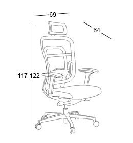 Ofis Sandalyesi Aura — Aura Grey Serisi — Ölçüler