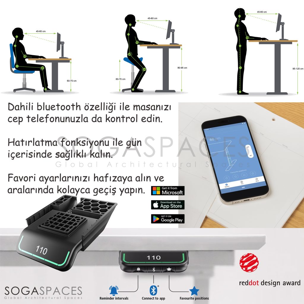 Regula Desk Dandy M - Elektrikli Yüksekliği Ayarlanabilir Çalışma Masası