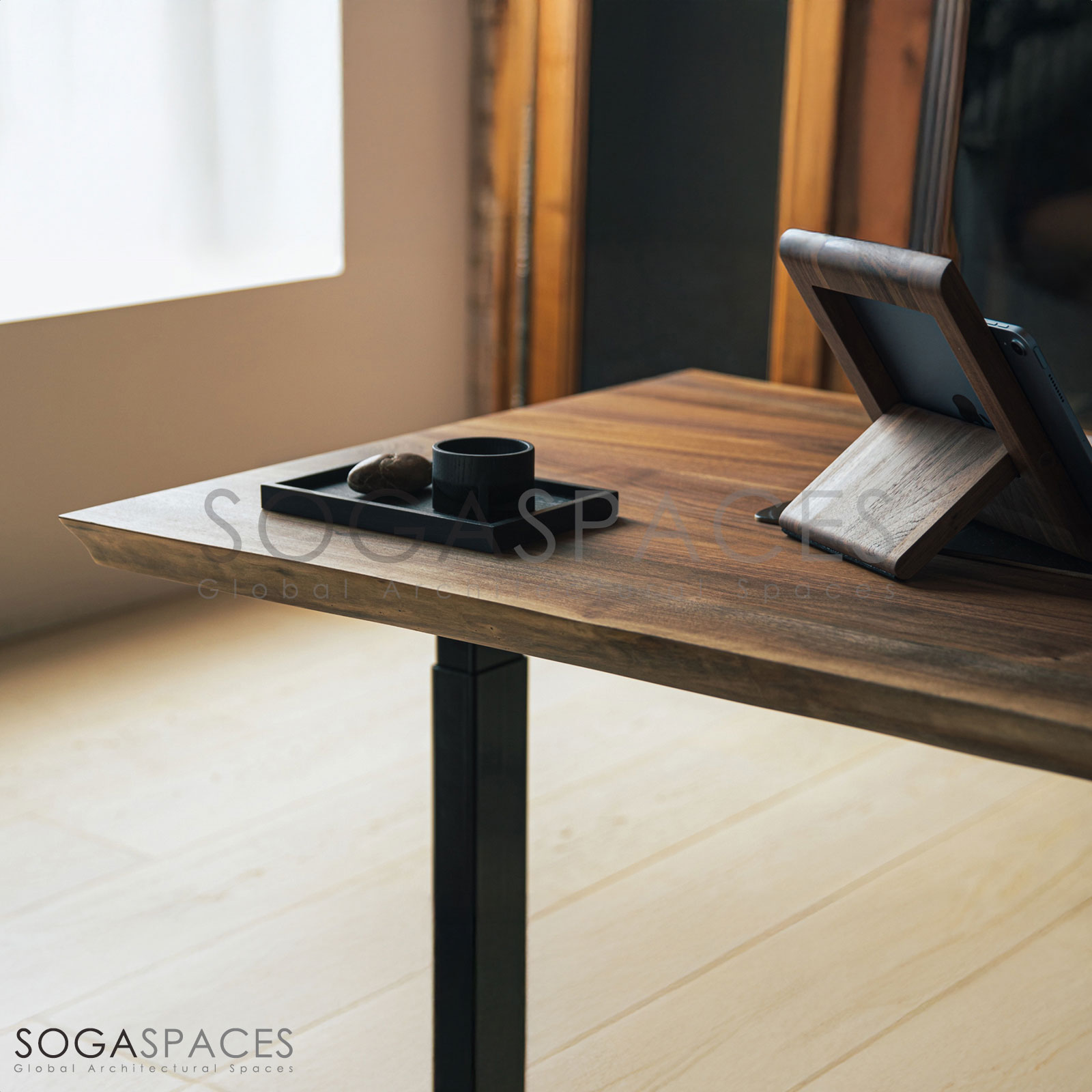 Regula Desk Solid N - Elektrikli Yüksekliği Ayarlanabilir Natürel Kenar Masif Ceviz Çalışma Masası - Görsel 9