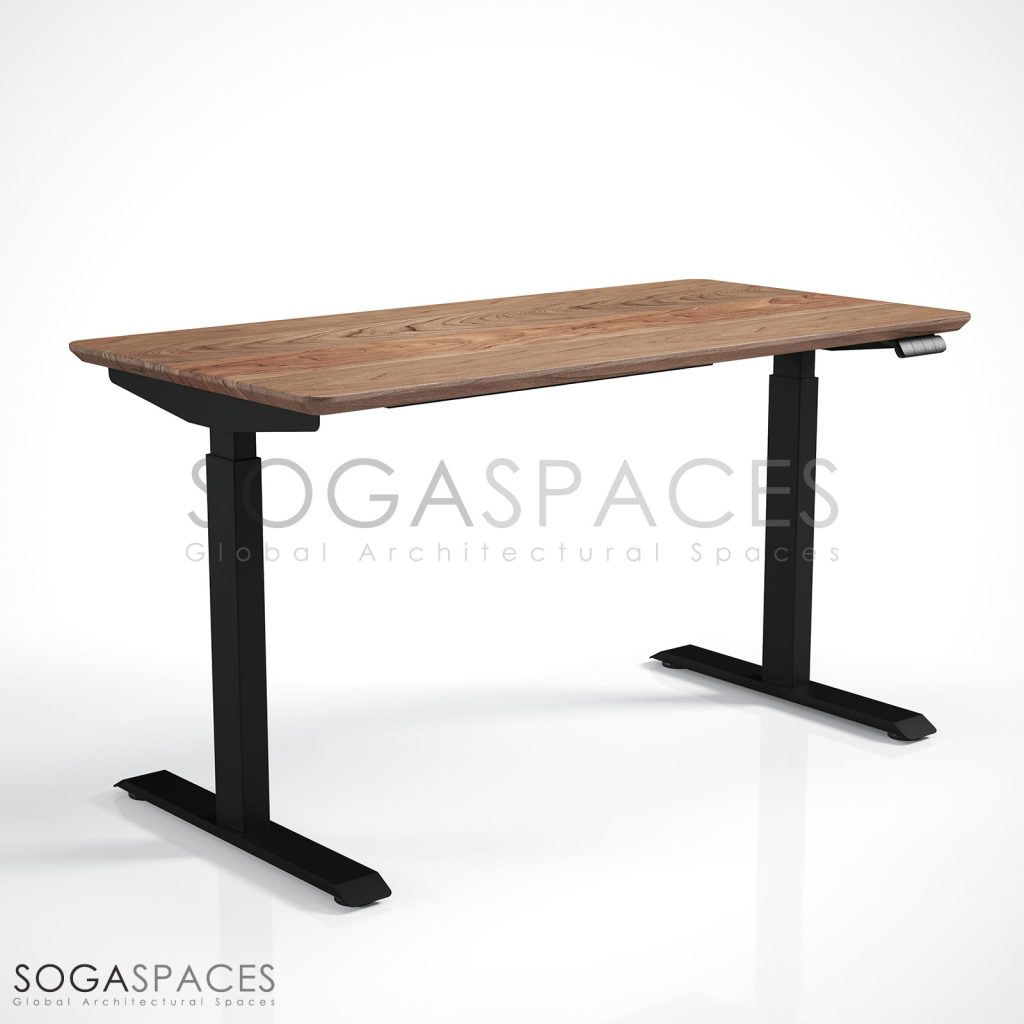 Regula Desk Solid V - Elektrikli Yüksekliği Ayarlanabilir Açılı Kesim Kenar Masif Ceviz Çalışma Masası