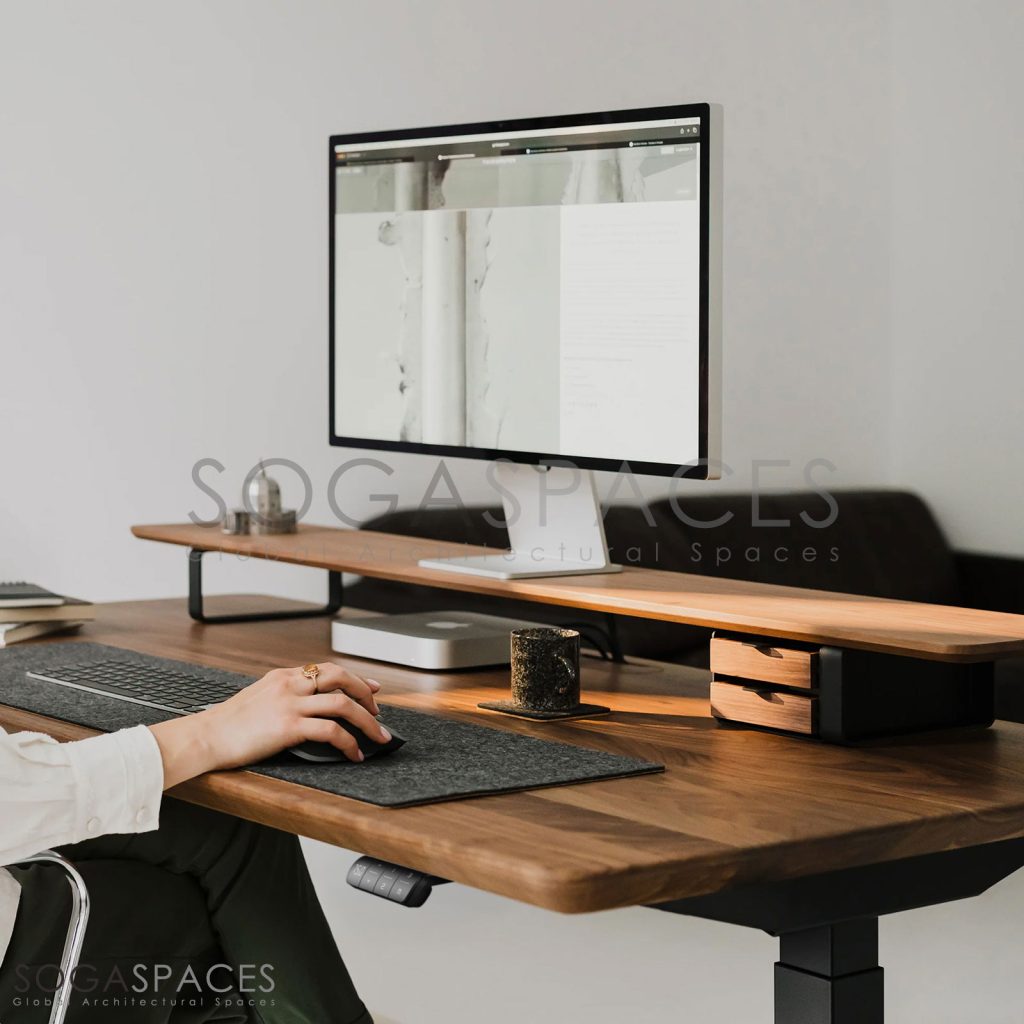 Regula Desk Solid V - Elektrikli Yüksekliği Ayarlanabilir Açılı Kesim Kenar Masif Ceviz Çalışma Masası