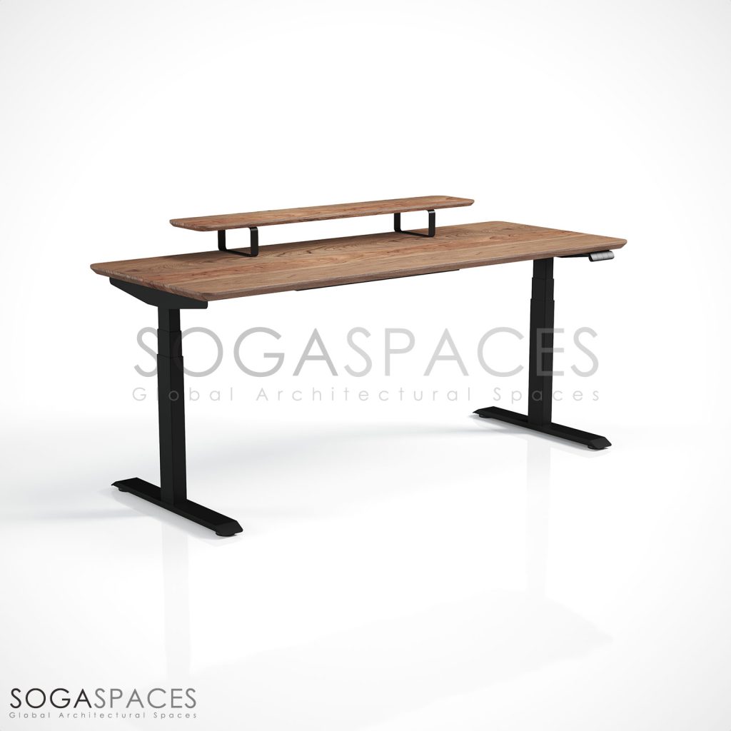 Regula Desk Solid V - Elektrikli Yüksekliği Ayarlanabilir Açılı Kesim Kenar Masif Ceviz Çalışma Masası