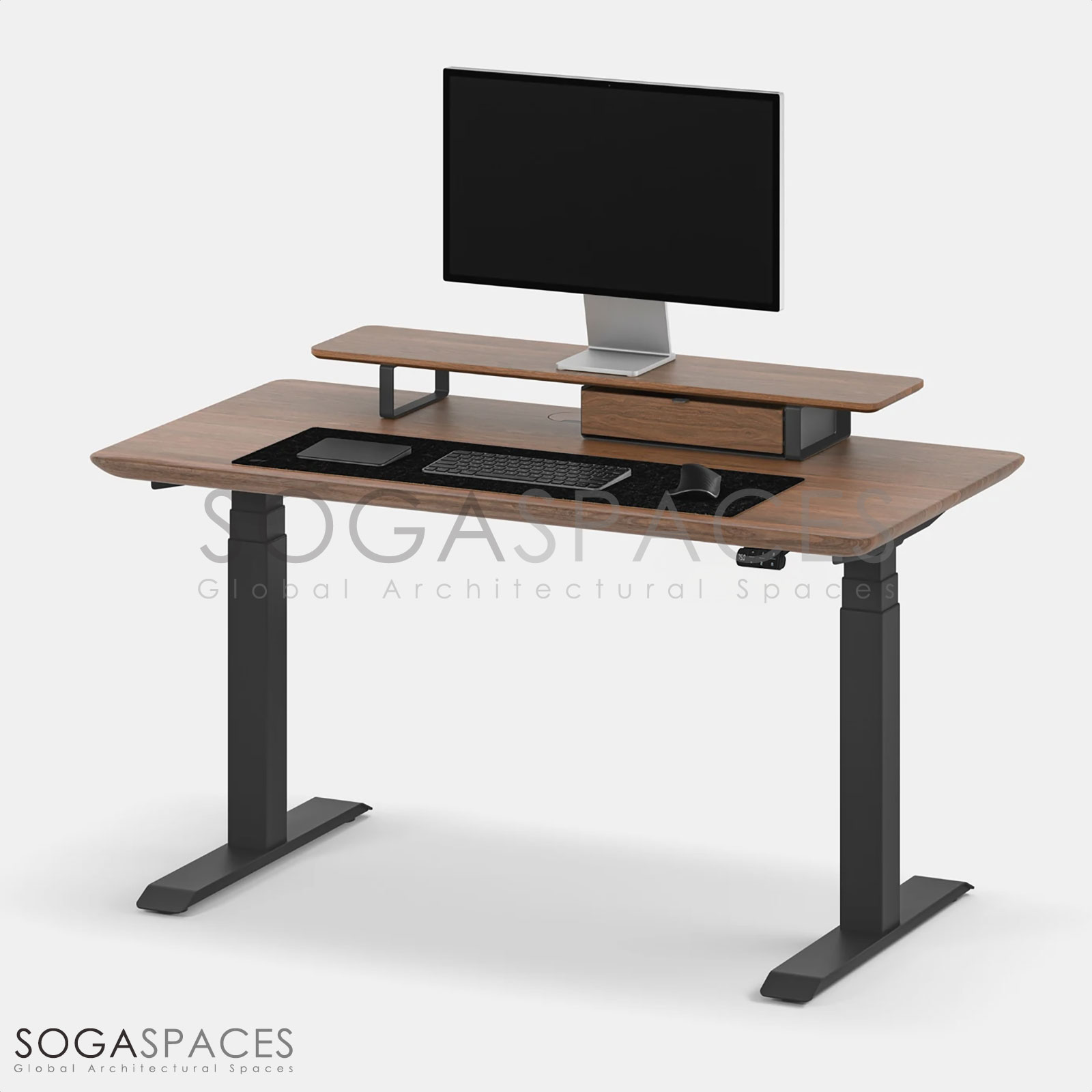 Regula Desk Solid V - Elektrikli Yüksekliği Ayarlanabilir Açılı Kesim Kenar Masif Ceviz Çalışma Masası - Görsel 12