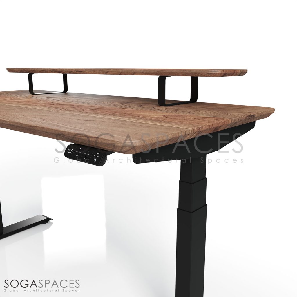 Regula Desk Solid V - Elektrikli Yüksekliği Ayarlanabilir Açılı Kesim Kenar Masif Ceviz Çalışma Masası