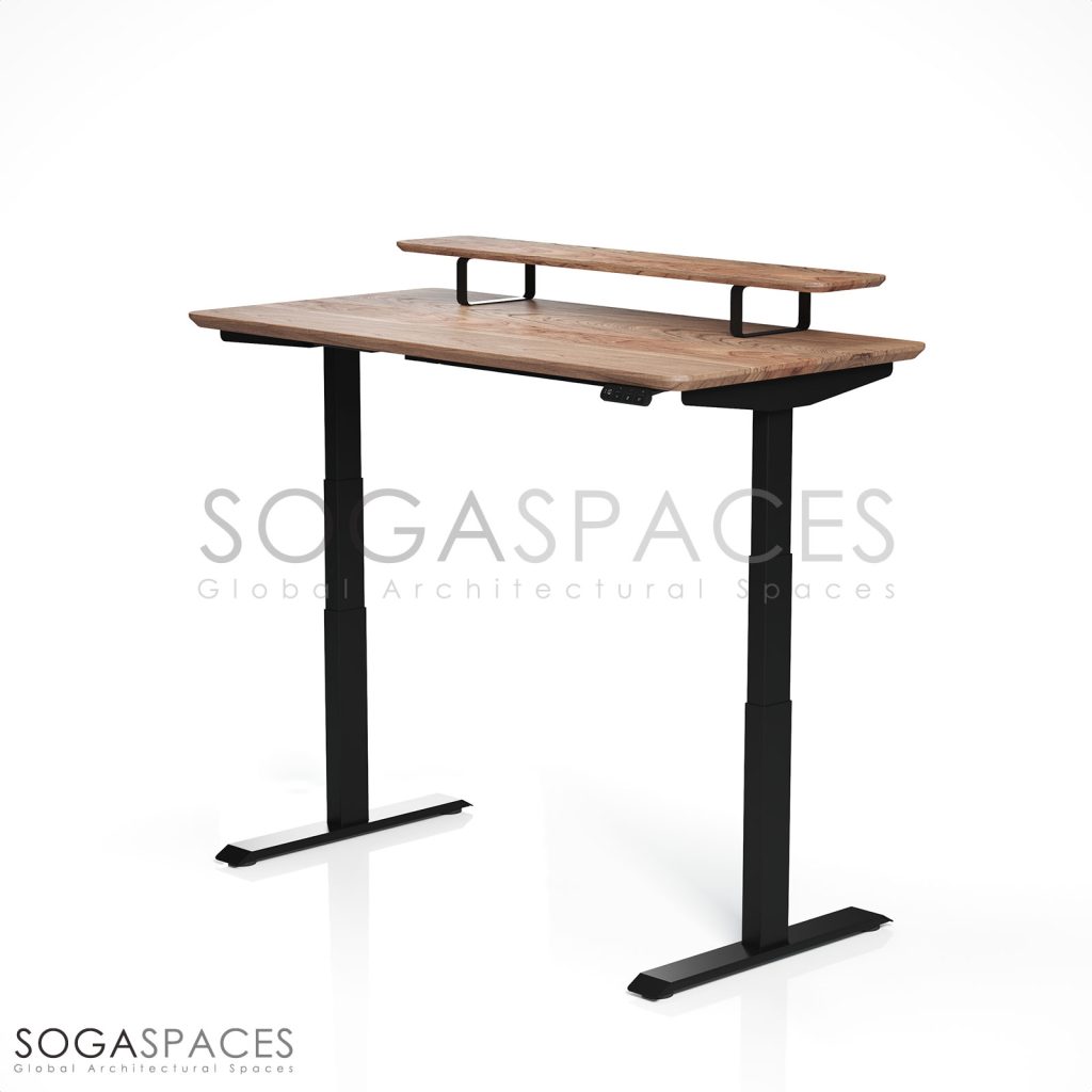 Regula Desk Solid V - Elektrikli Yüksekliği Ayarlanabilir Açılı Kesim Kenar Masif Ceviz Çalışma Masası
