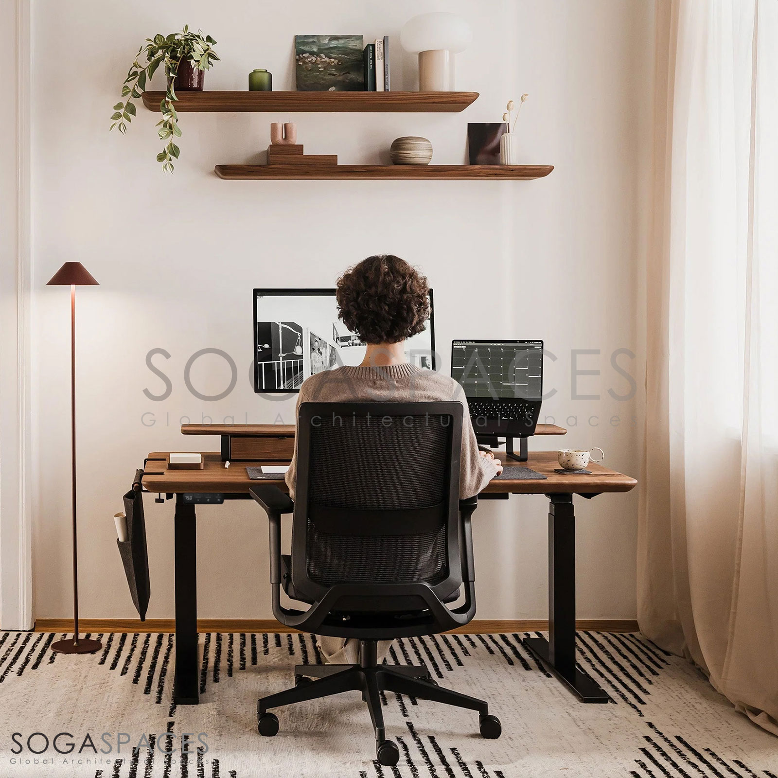 Regula Desk Solid V - Elektrikli Yüksekliği Ayarlanabilir Açılı Kesim Kenar Masif Ceviz Çalışma Masası - Görsel 20