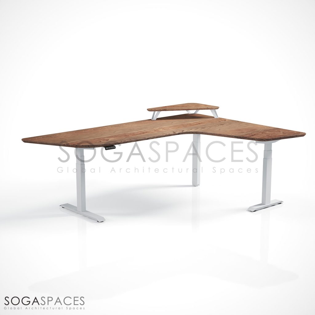 Regula Desk Solid L Type - Elektrikli Yükseklik Ayarlı L Tipi Masif Ceviz Çalışma Masası