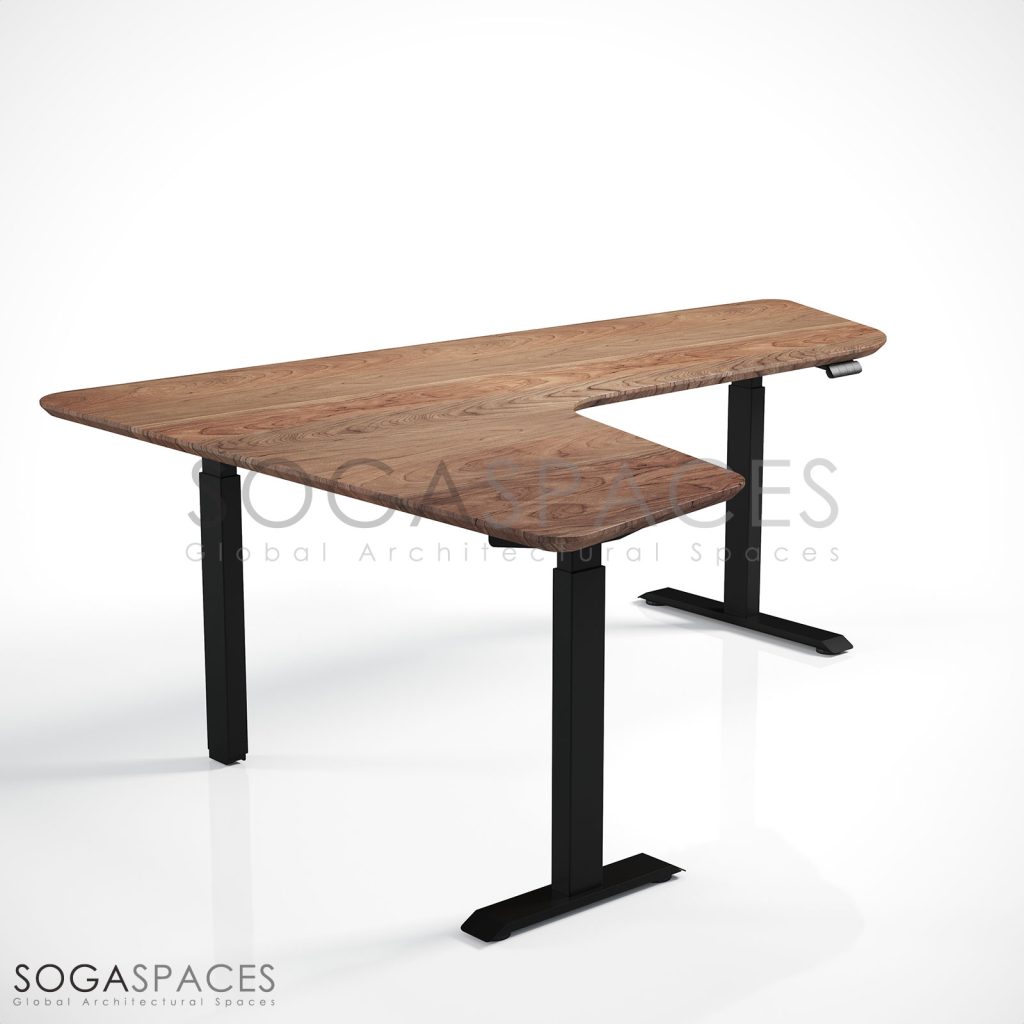 Regula Desk Solid L Type - Elektrikli Yükseklik Ayarlı L Tipi Masif Ceviz Çalışma Masası