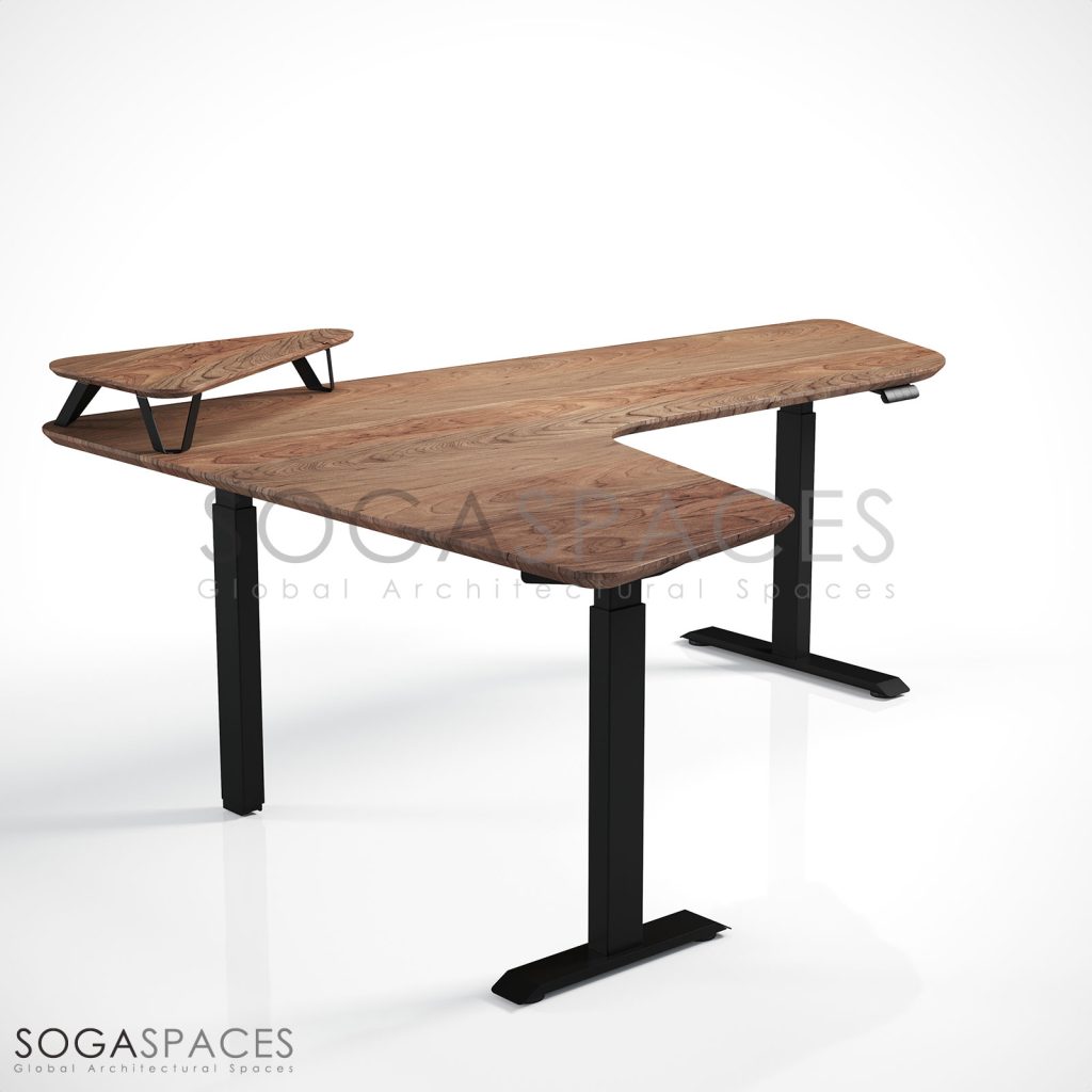 Regula Desk Solid L Type - Elektrikli Yükseklik Ayarlı L Tipi Masif Ceviz Çalışma Masası