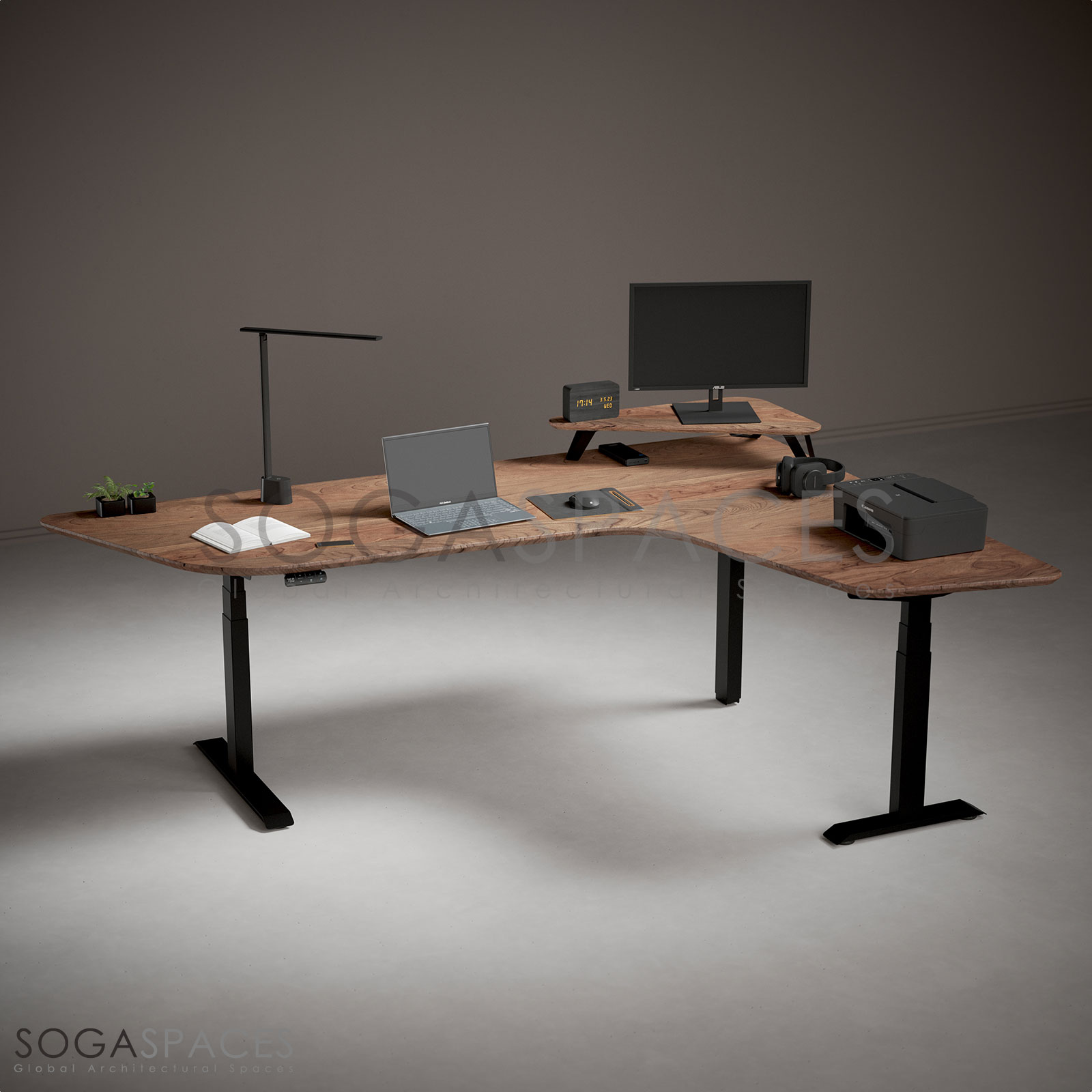 Regula Desk Solid L Type - Elektrikli Yükseklik Ayarlı L Tipi Masif Ceviz Çalışma Masası - Görsel 5