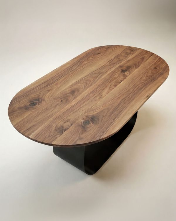 SOGAWOOD - Doğal Masif Ceviz Ahşap Yemek Masası - Circle Side V-Cut Kenar